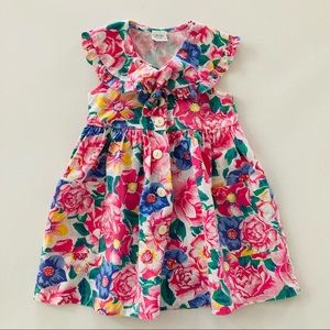 Vintage Girls 6 Floral Cotton Dress Pink
